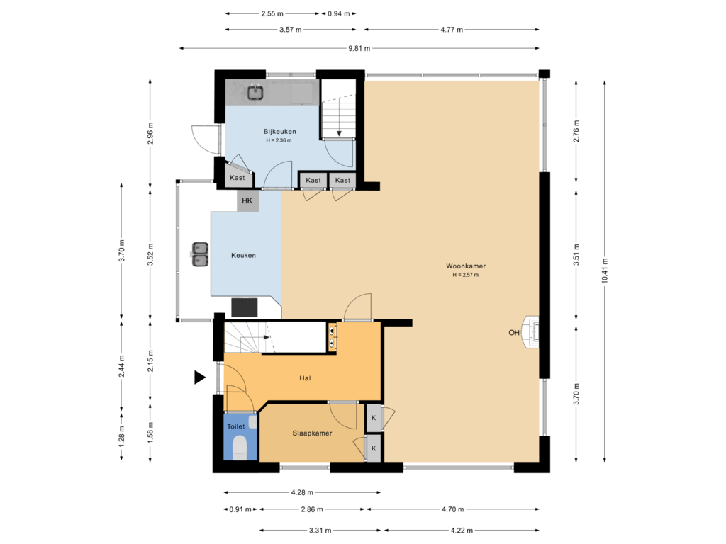 View floorplan of Begane Grond of Achthoven-West 21