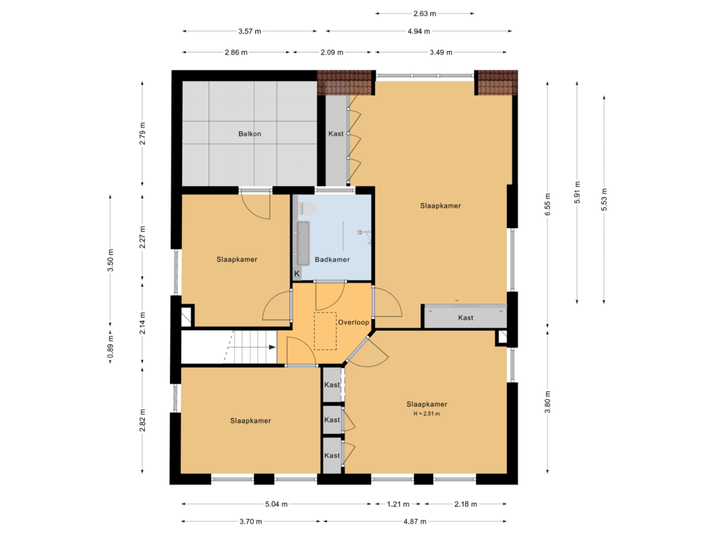 View floorplan of 1e Verdieping of Achthoven-West 21