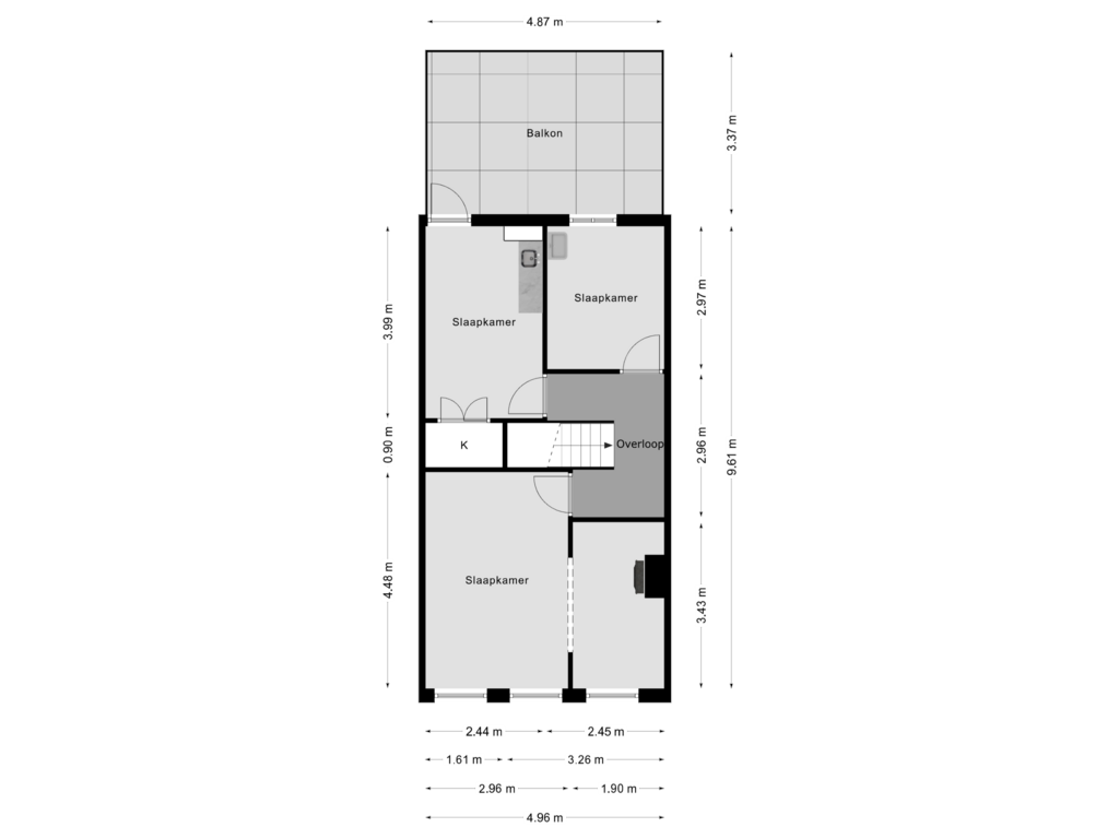 View floorplan of 1e Verdieping of Teijchinélaan 10