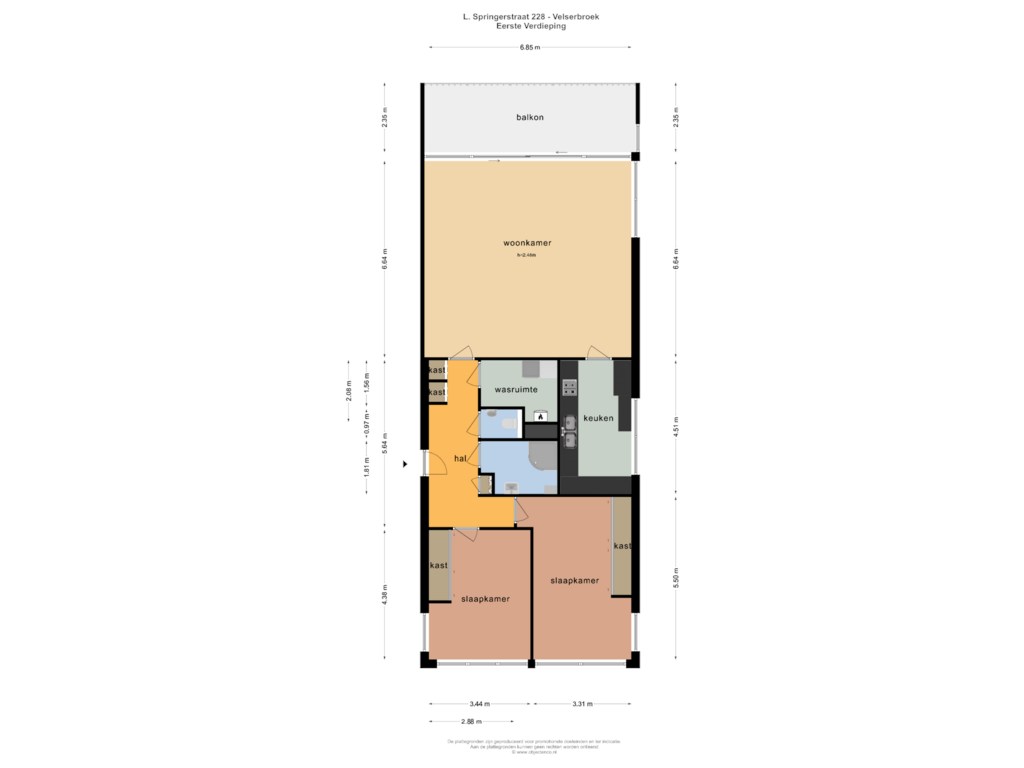 Bekijk plattegrond van EERSTE VERDIEPING van L. Springerstraat 228