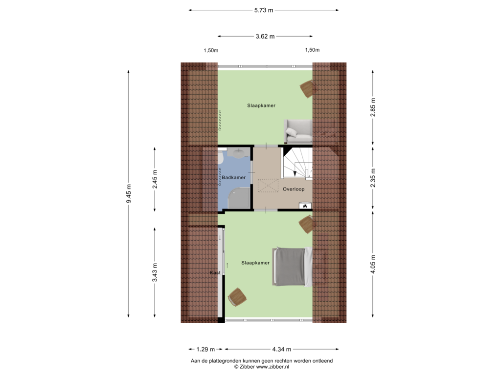 Bekijk plattegrond van Tweede  Verdieping van Benedendijk 110