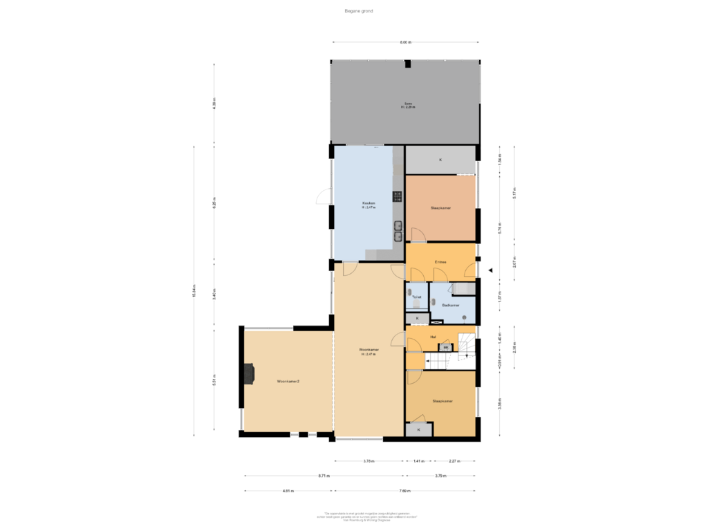 Bekijk plattegrond van Begane grond van Dr L E van Hoornlaan 22