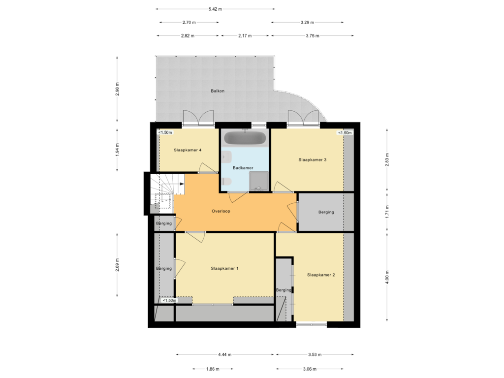 Bekijk plattegrond van 1e Verdieping van Egmonderstraatweg 5