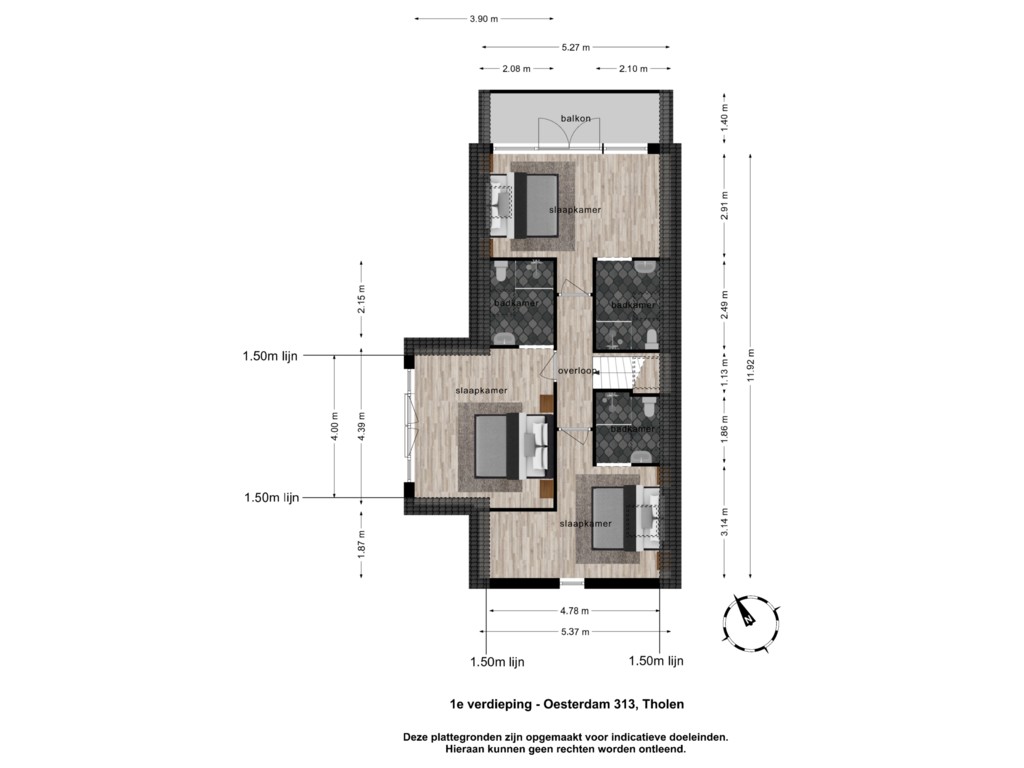 View floorplan of 1e verdieping of Oesterdam 313