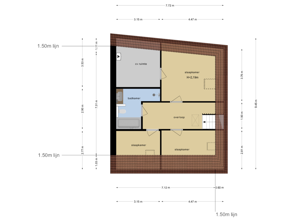 Bekijk plattegrond van Eerste Verdieping van Halbertsma's Plein 24