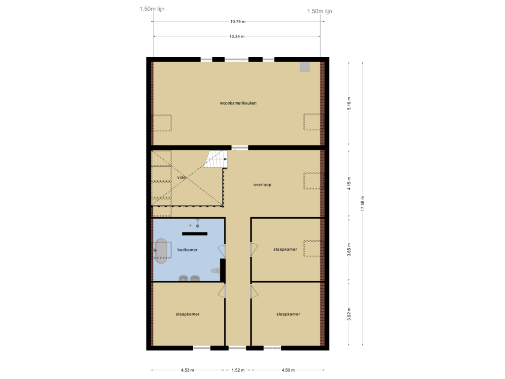 Bekijk plattegrond van 1e verdieping van Hoofdstraat 13