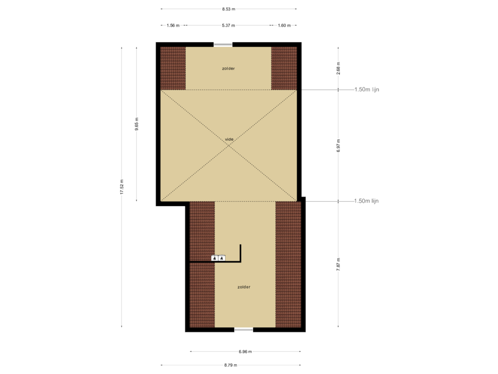 Bekijk plattegrond van vliering van Hoofdstraat 13