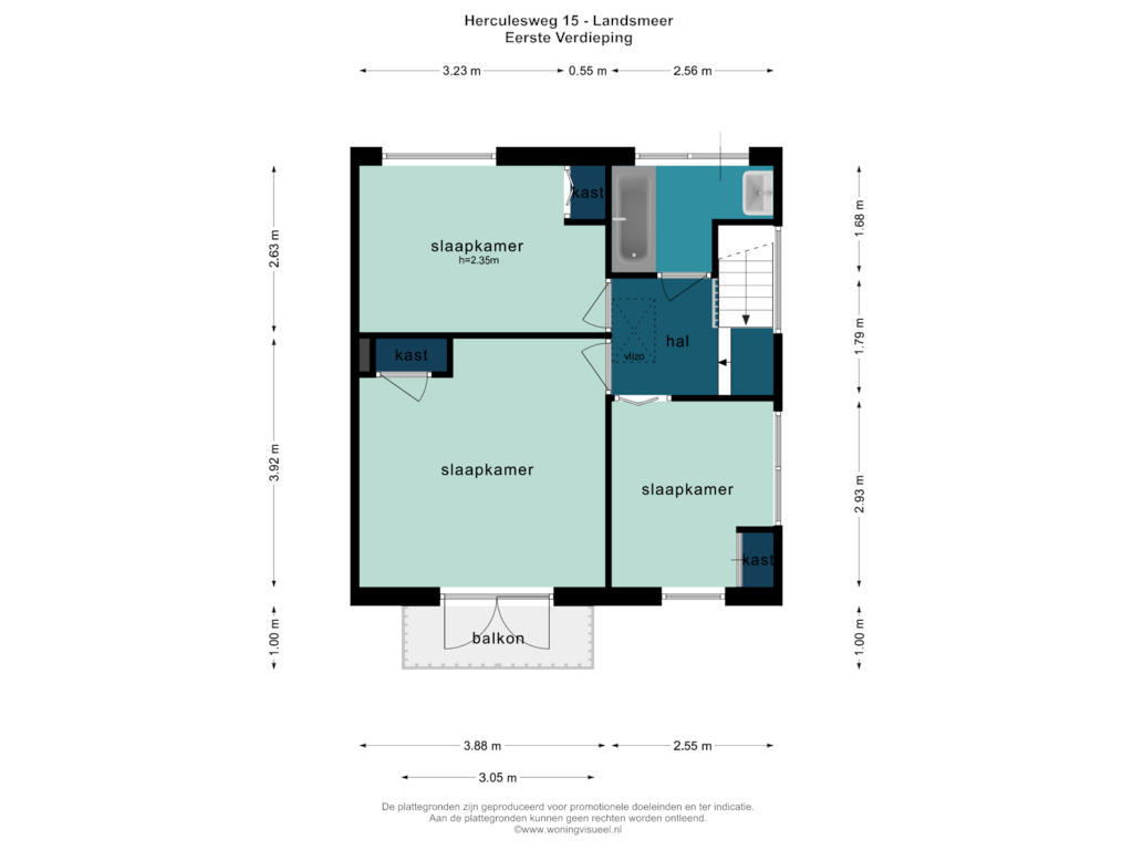 Bekijk plattegrond van EERSTE VERDIEPING van Herculesweg 15