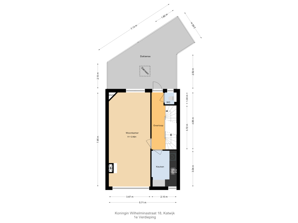 Bekijk plattegrond van 1e Verdieping van Koningin Wilhelminastraat 18