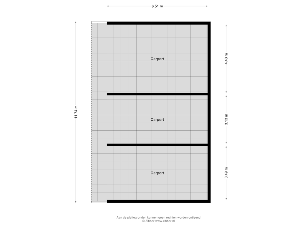 Bekijk plattegrond van Carport van Zaandammerweg 36-A