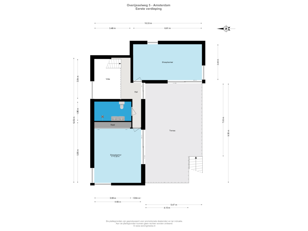 Bekijk plattegrond van Eerste verdieping van Overijsselweg 5