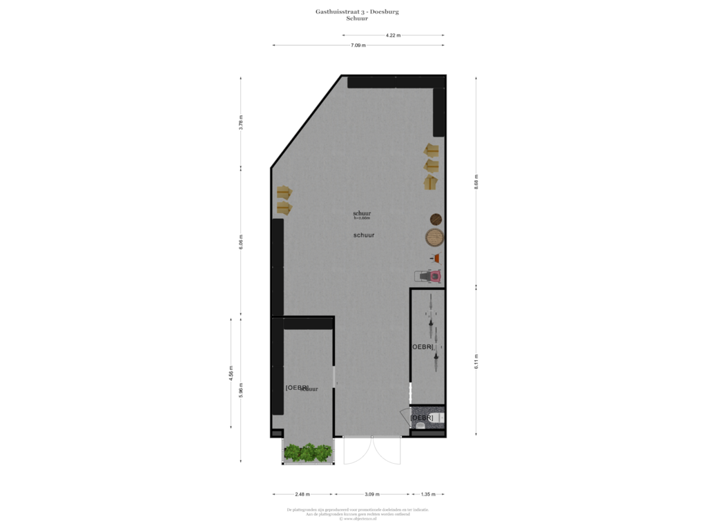 Bekijk plattegrond van SCHUUR van Gasthuisstraat 3