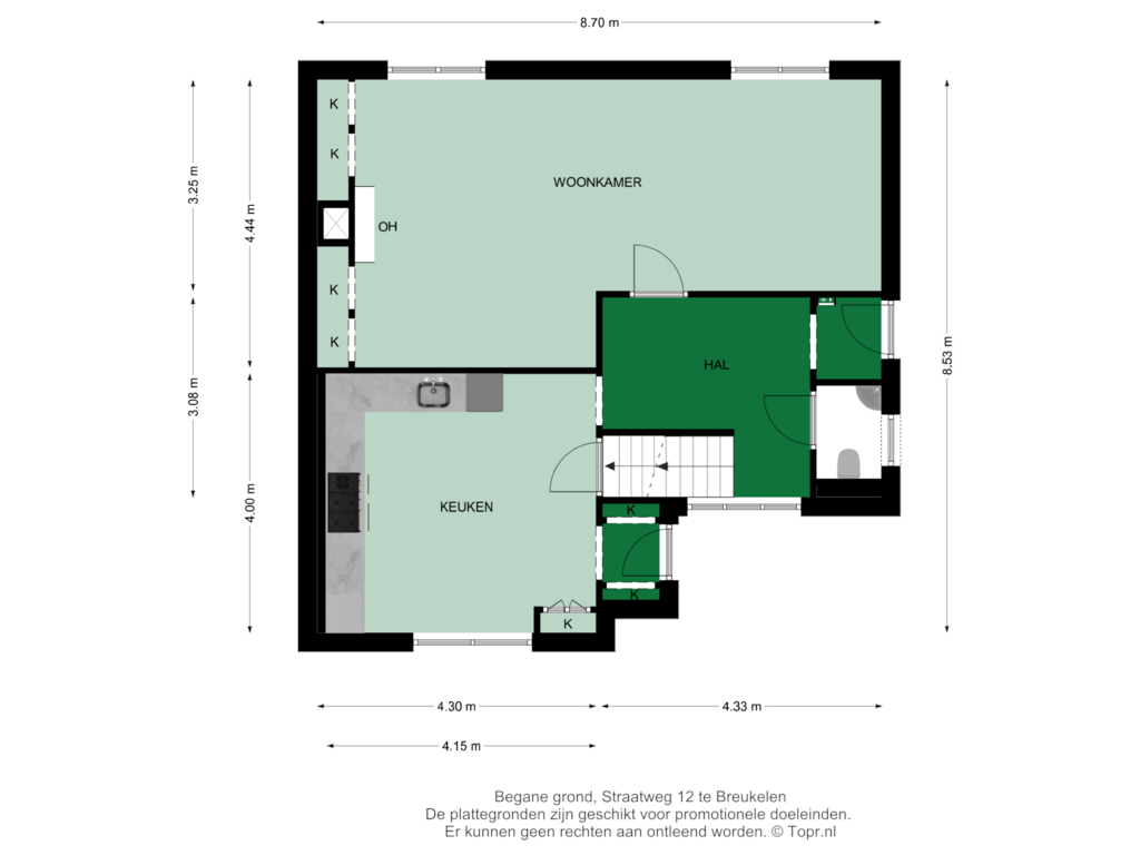 Bekijk plattegrond van Begane grond van Straatweg 12