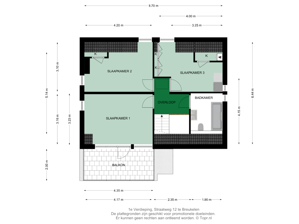 Bekijk plattegrond van 1e Verdieping van Straatweg 12