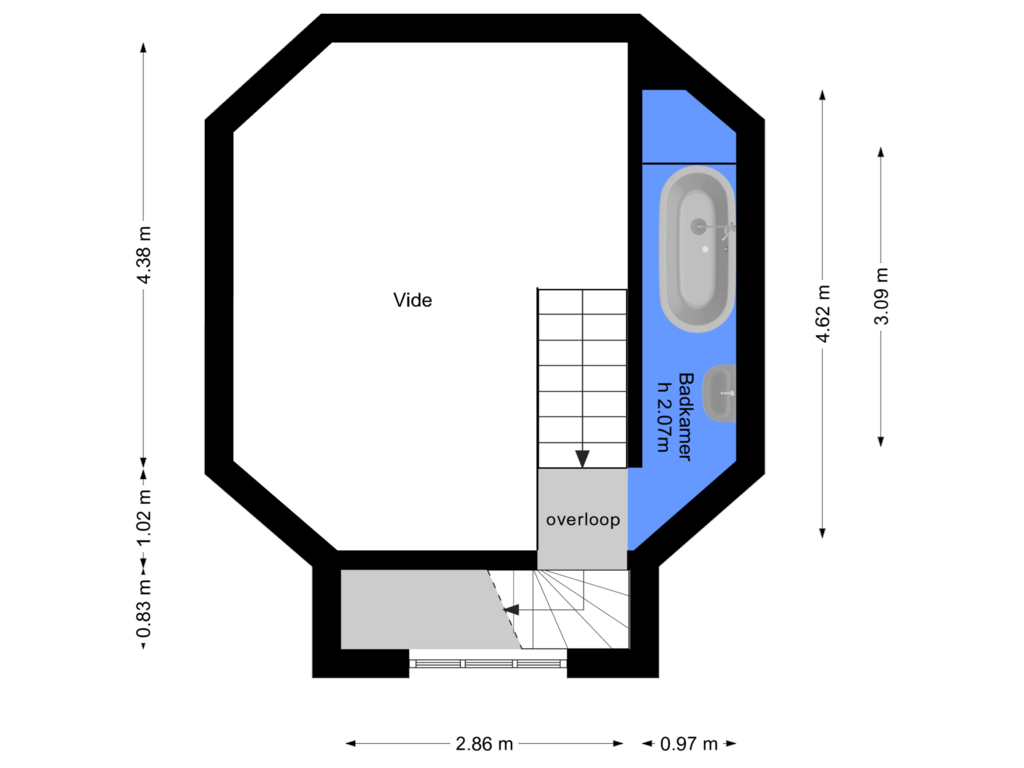 Bekijk plattegrond van Tussenverdieping van Rust en Vreugdlaan 1-A