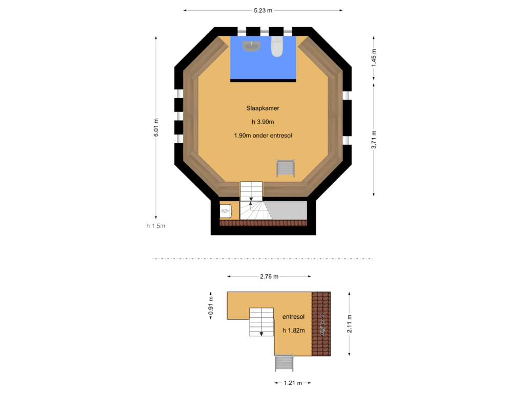 Bekijk plattegrond van 2e verdieping van Rust en Vreugdlaan 1-A