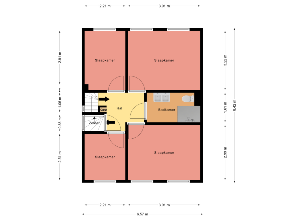 View floorplan of Eerste verdieping of Metternichstraat 10