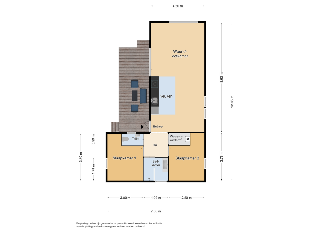 View floorplan of Houten chalet of Kievit 12-B549