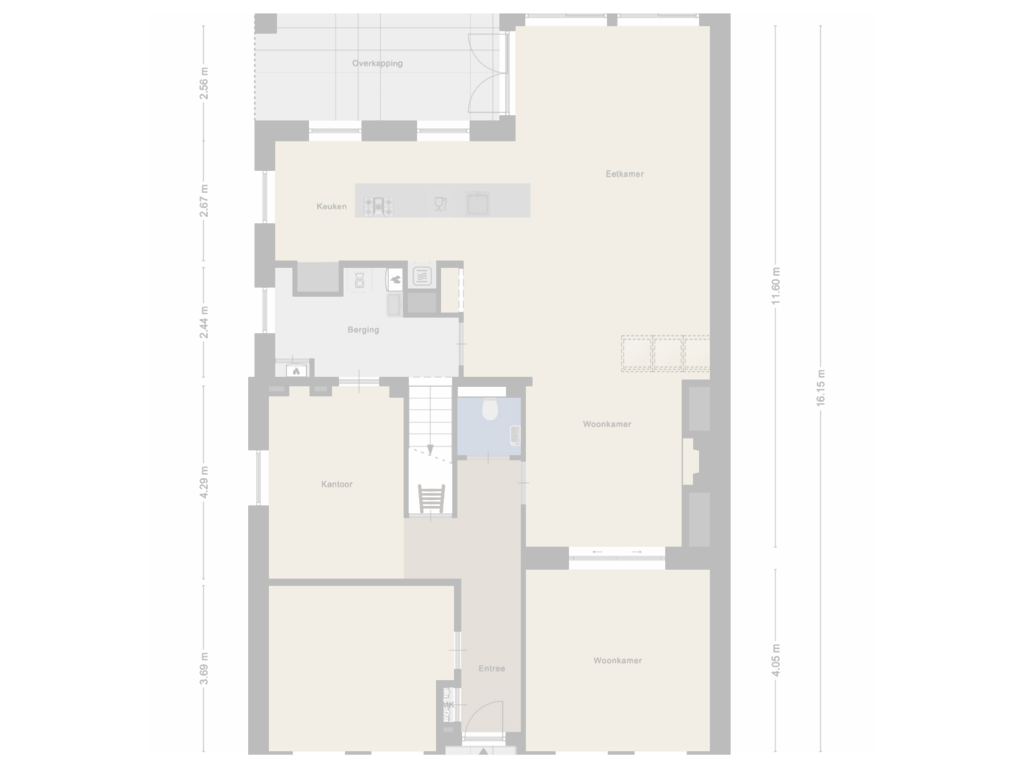 View floorplan of Begane grond of Bredaseweg 57