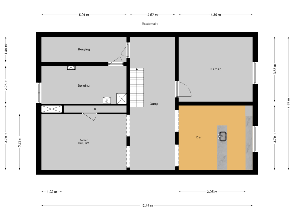 Bekijk plattegrond van Souterrain van Wilhelminaplein 8