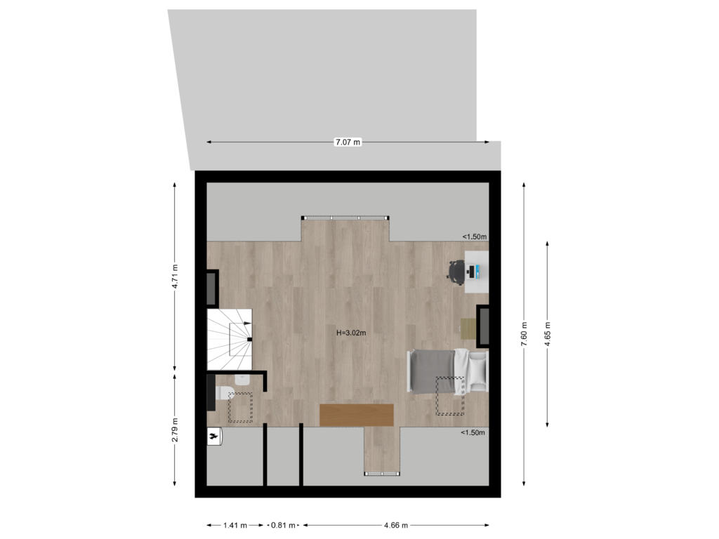 Bekijk plattegrond van Tweede verdieping van Molenstraat 31