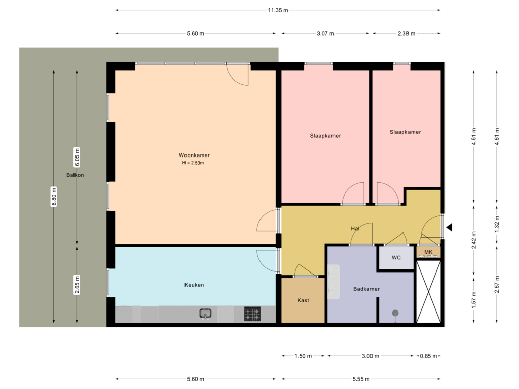 Bekijk plattegrond van Appartement van Dedemsvaartweg 503