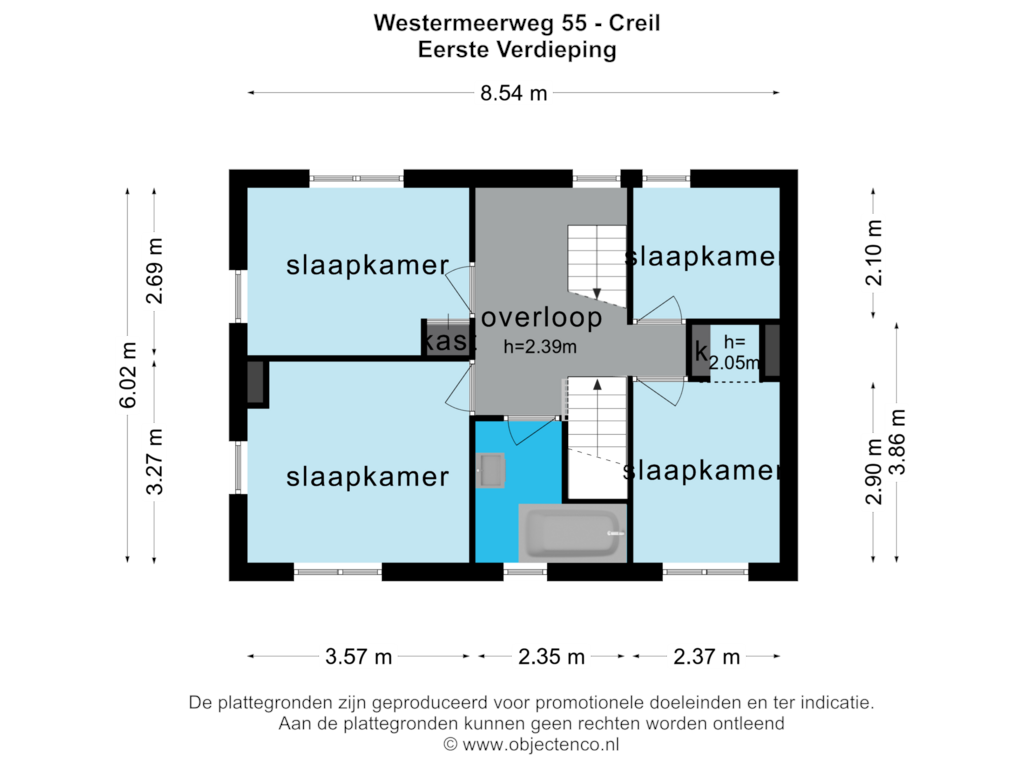 View floorplan of EERSTE VERDIEPING of Westermeerweg 55