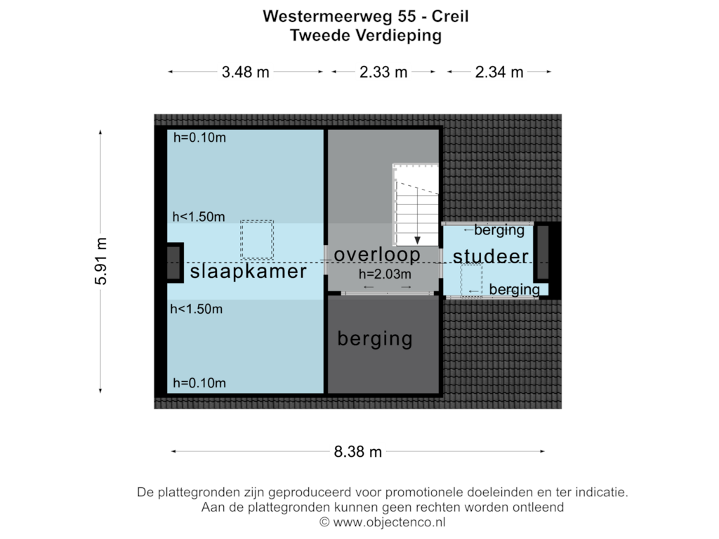 View floorplan of TWEEDE VERDIEPING of Westermeerweg 55