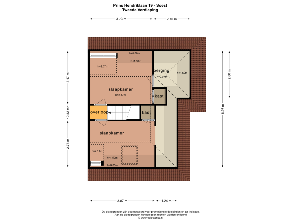 Bekijk plattegrond van TWEEDE VERDIEPING van Prins Hendriklaan 19