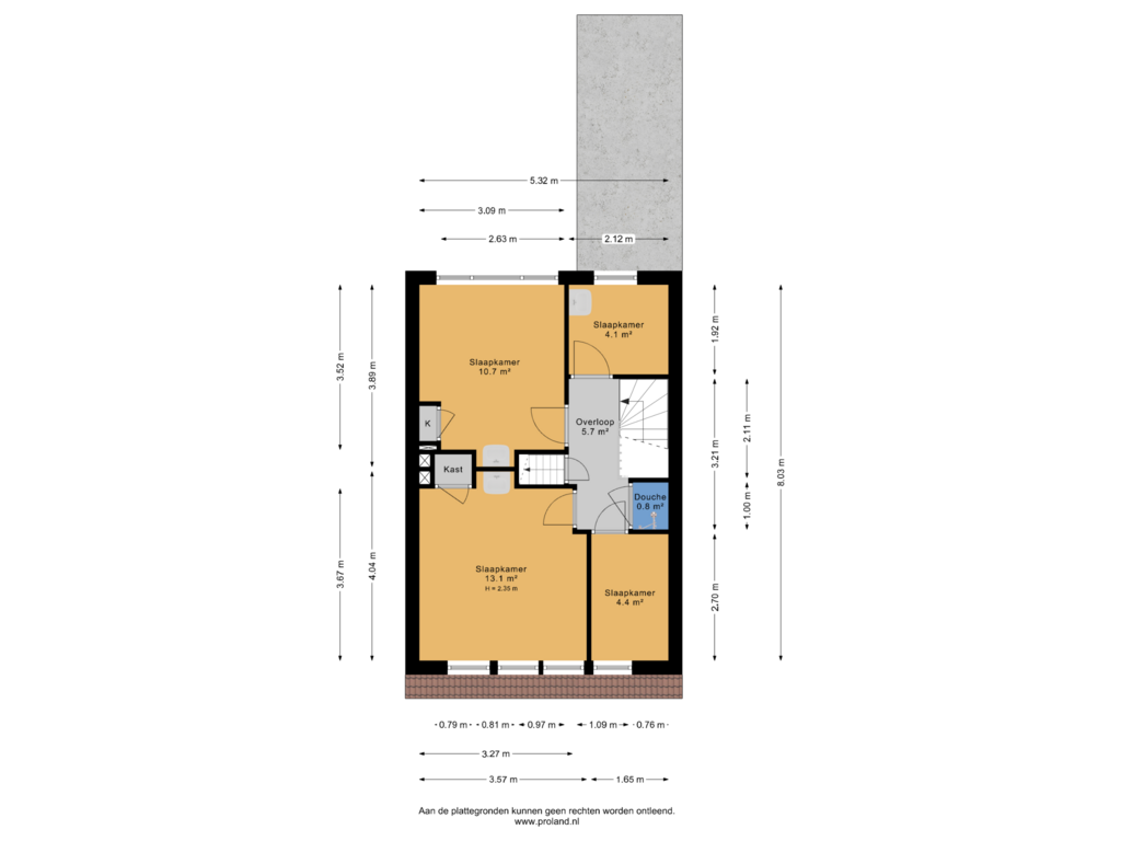 View floorplan of 1e Verdieping of Piet Heinplein 7