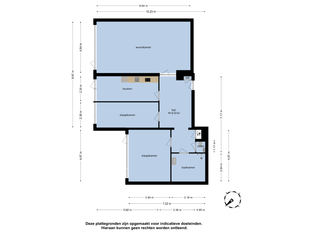 View floorplan of begane grond of Laan van Dick Laan 73