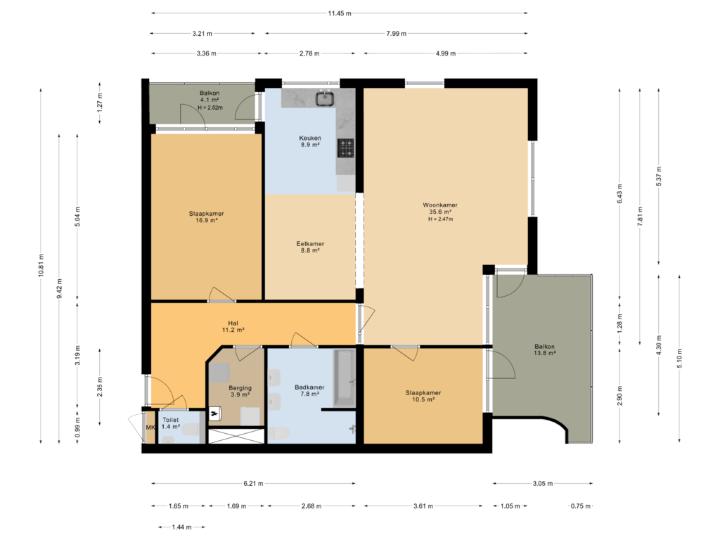 Bekijk plattegrond van Appartement van de Anjen 49