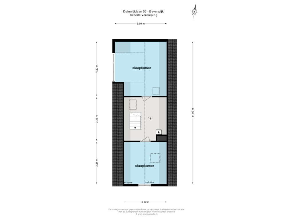 View floorplan of TWEEDE VERDIEPING of Duinwijklaan 55