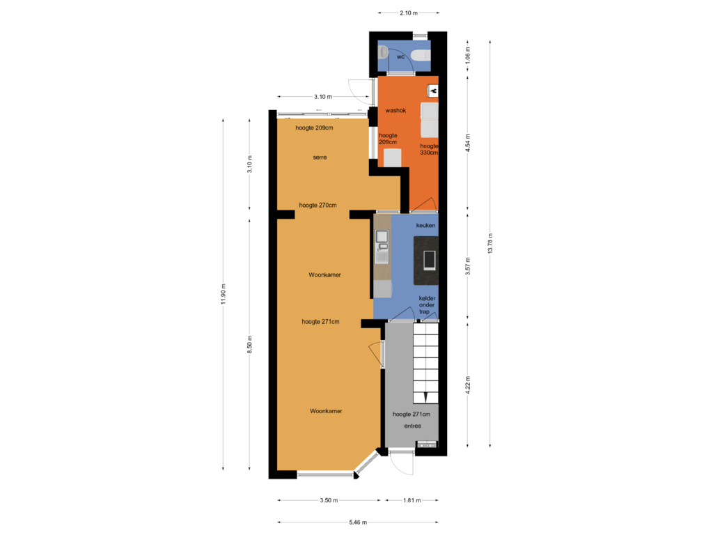 View floorplan of begane grond of Axelsestraat 128