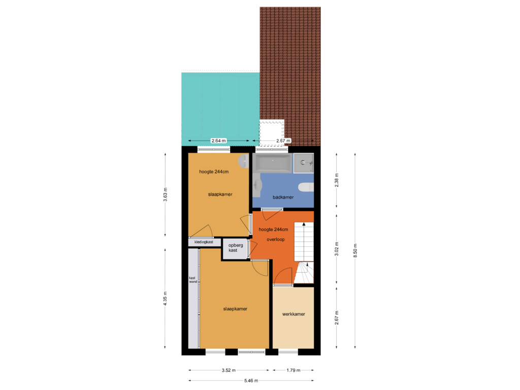 View floorplan of eerste verdieping of Axelsestraat 128