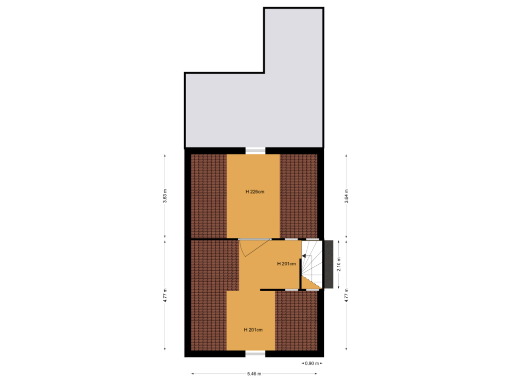 View floorplan of zolder of Axelsestraat 128