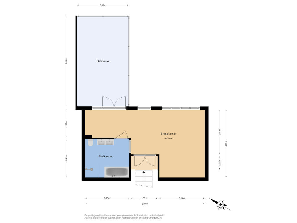 View floorplan of 1e Verdieping of De Ruijterstraat 33