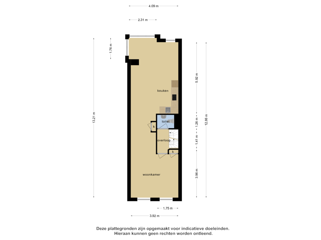 Bekijk plattegrond van 1e verdieping van Volmarijnstraat 64-A