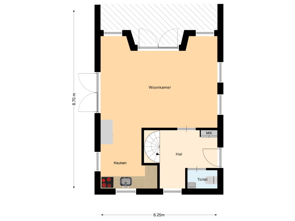 Bekijk plattegrond van Begane grond Gastenverblijf van Bosweg 95