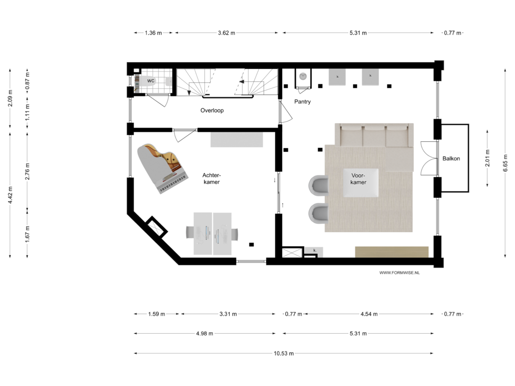 View floorplan of 1e VERDIEPING of Spinozastraat 3