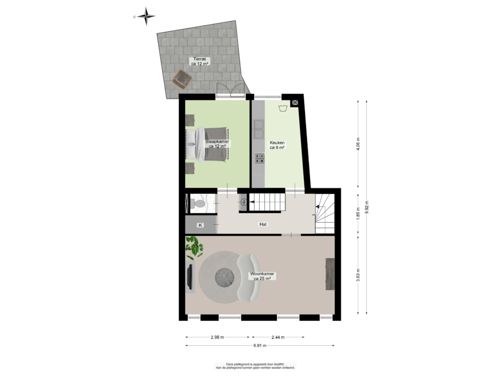 Bekijk plattegrond van Eerste verdieping van Meeuwerderweg 54-A