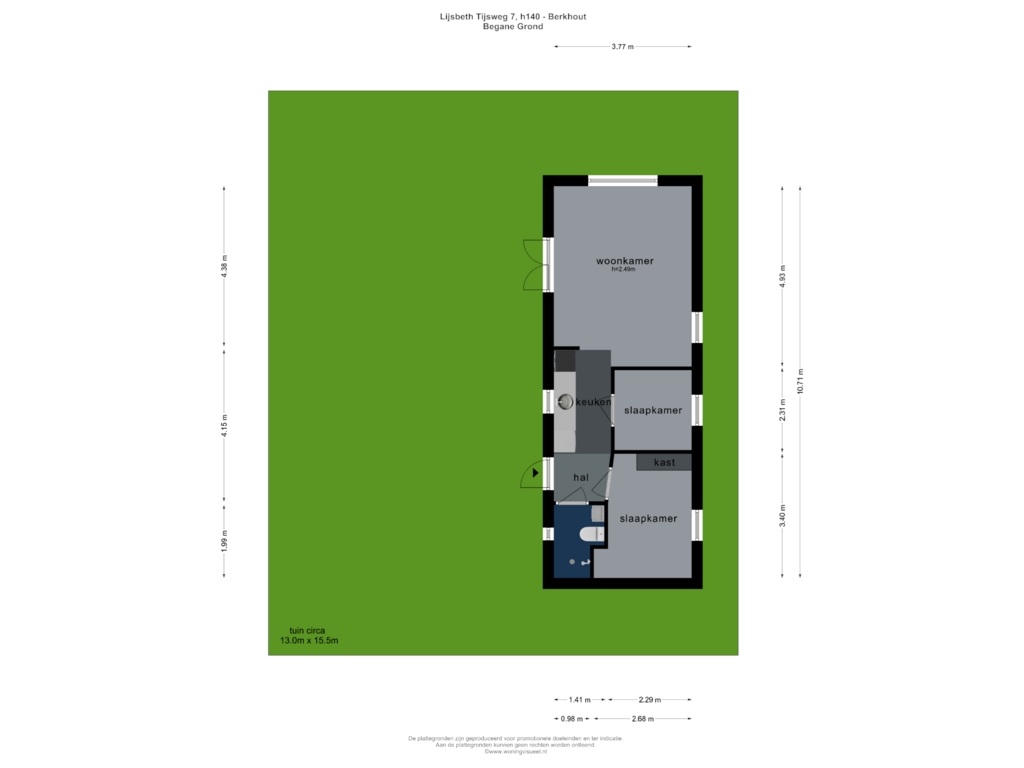 Bekijk plattegrond van BEGANE GROND van Lijsbeth Tijsweg 7-140