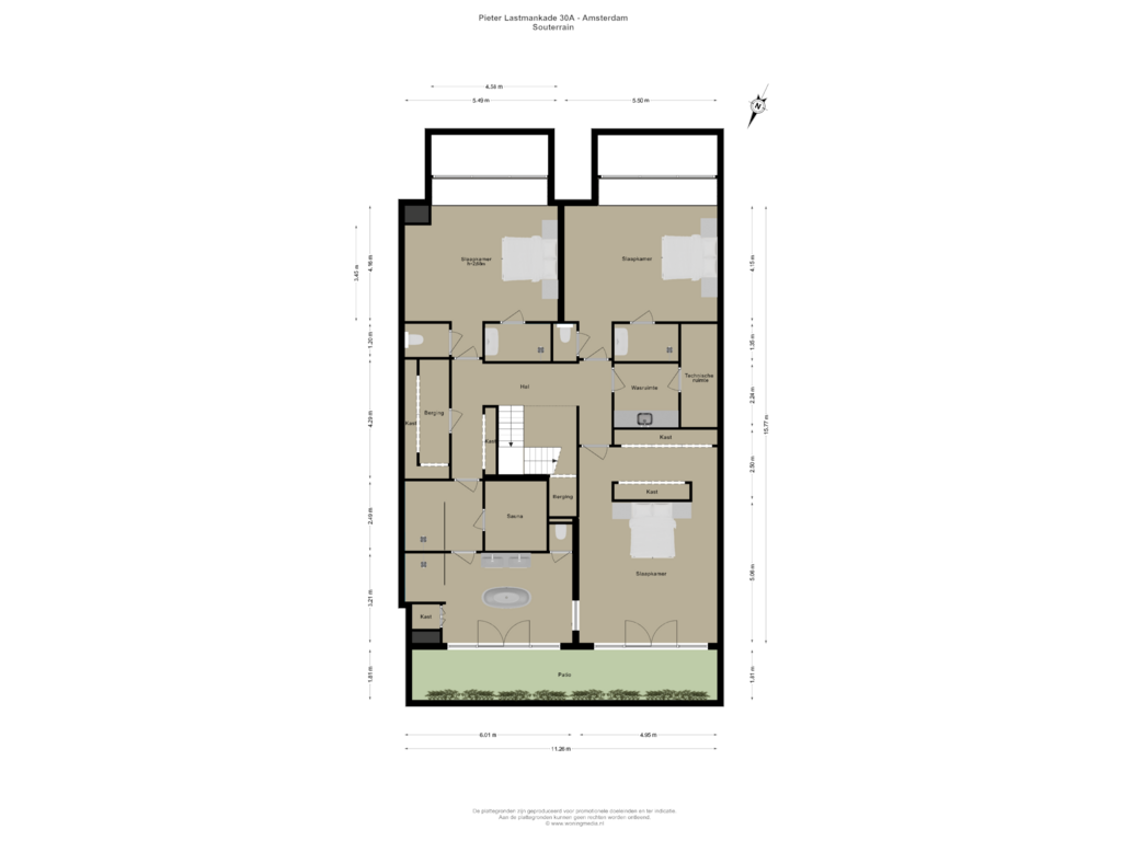 Bekijk plattegrond van Souterrain van Pieter Lastmankade 30-A