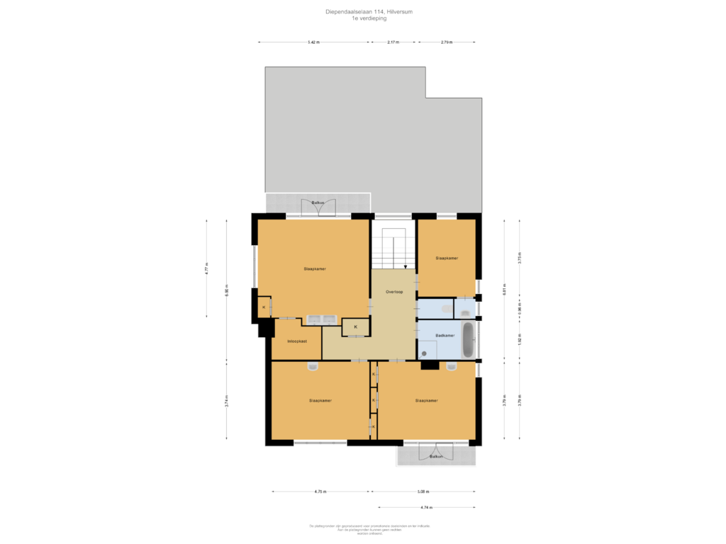 Bekijk plattegrond van 1e verdieping van Diependaalselaan 114