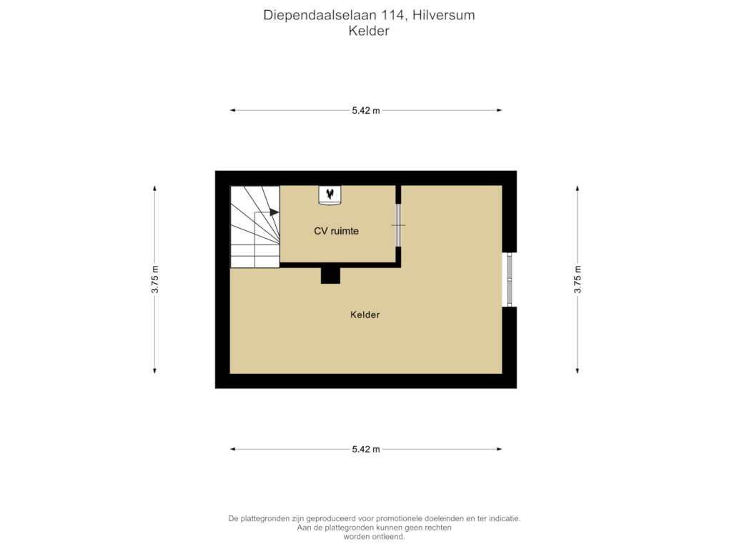 Bekijk plattegrond van Kelder van Diependaalselaan 114