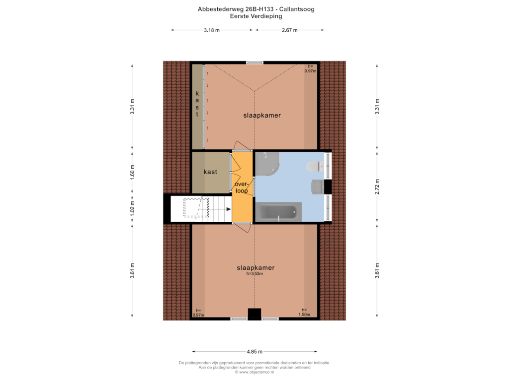 Bekijk plattegrond van EERSTE VERDIEPING van Abbestederweg 26-BH133