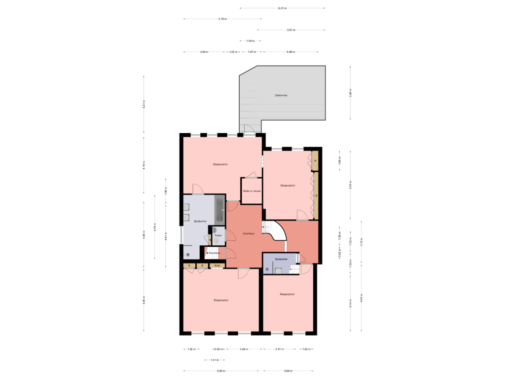 View floorplan of 1e Verdieping of Marktstraat 6