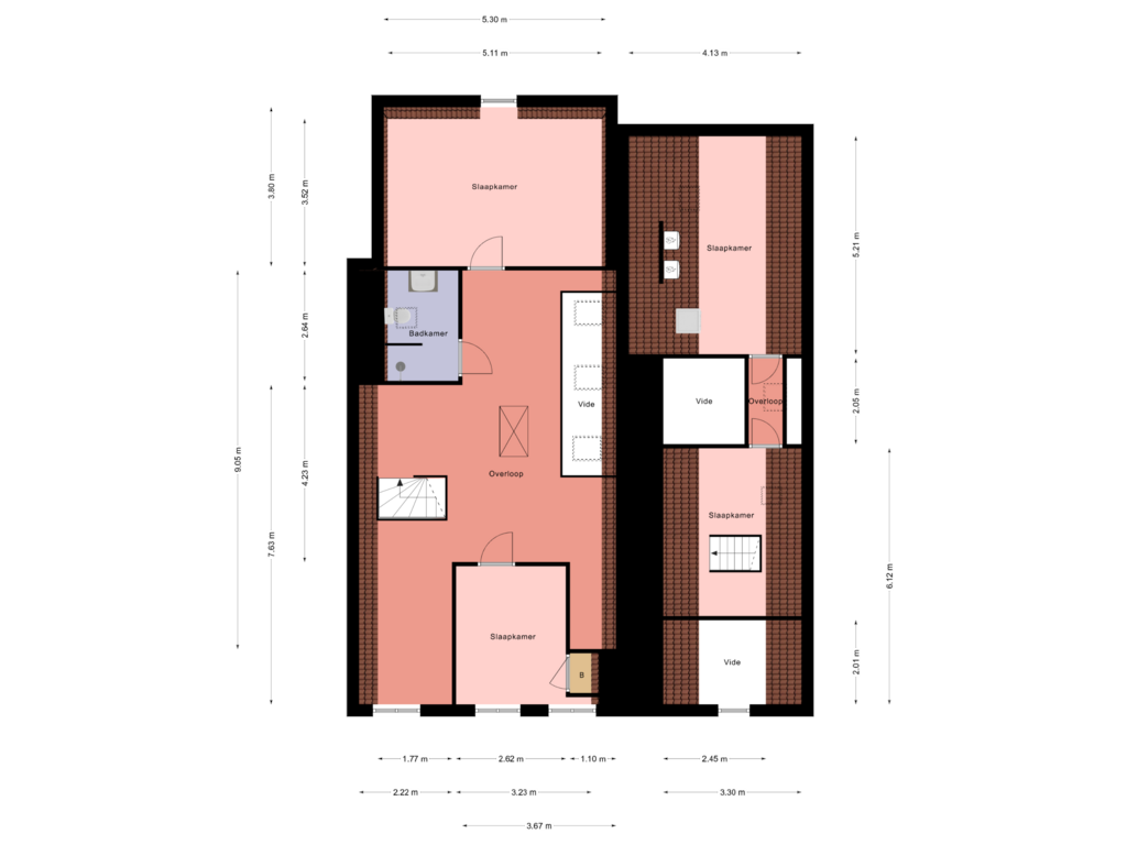 View floorplan of 2e verdieping of Marktstraat 6