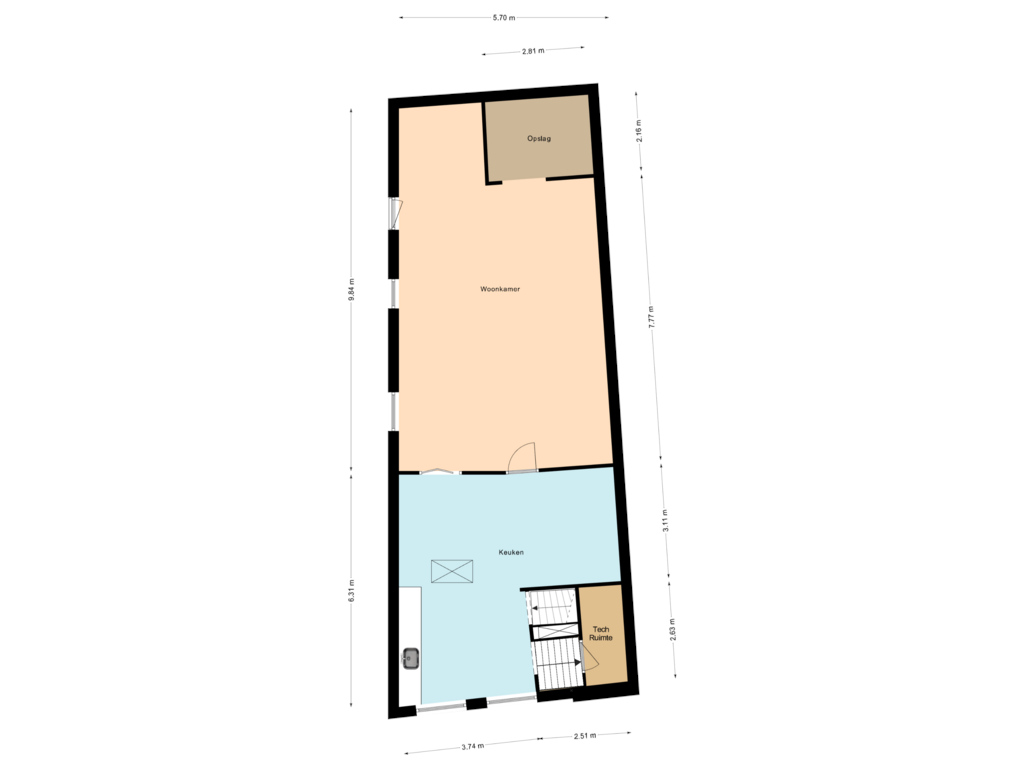 View floorplan of Bijgebouw 1e Verdieping of Marktstraat 6