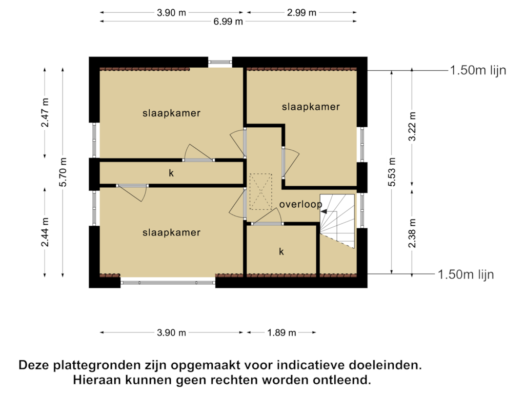 View floorplan of 1e verdieping of Boschlaan 1